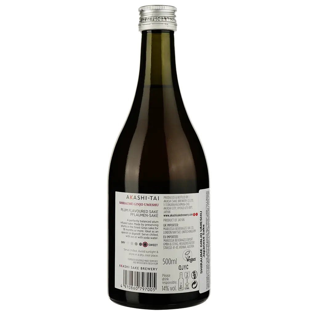 Умэсю Akashi Tai Shiraume Ginjo Umeshu, 14%, 0,5 л (724172) - фото 3