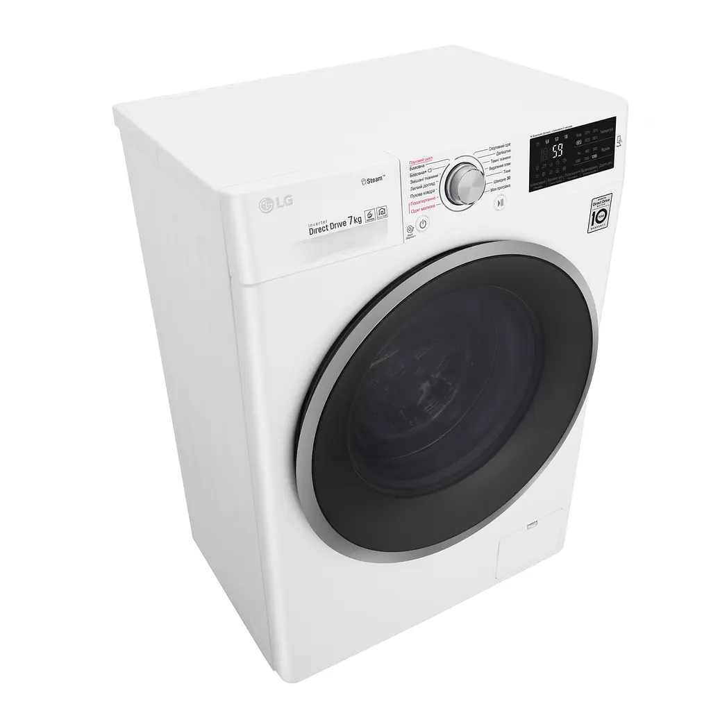 Пральна машина LG з фронтальним завантаженням F2J6HS1W, 7кг, 1200, A+++-10%, Пар, глибина 45см, Дисплей, Інвертор, Білий (F2J6HS1W) - фото 8