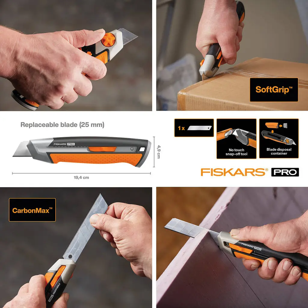 Ніж з висувним лезом Fiskars Pro CarbonMax ™ 25 мм (1027228) - фото 3