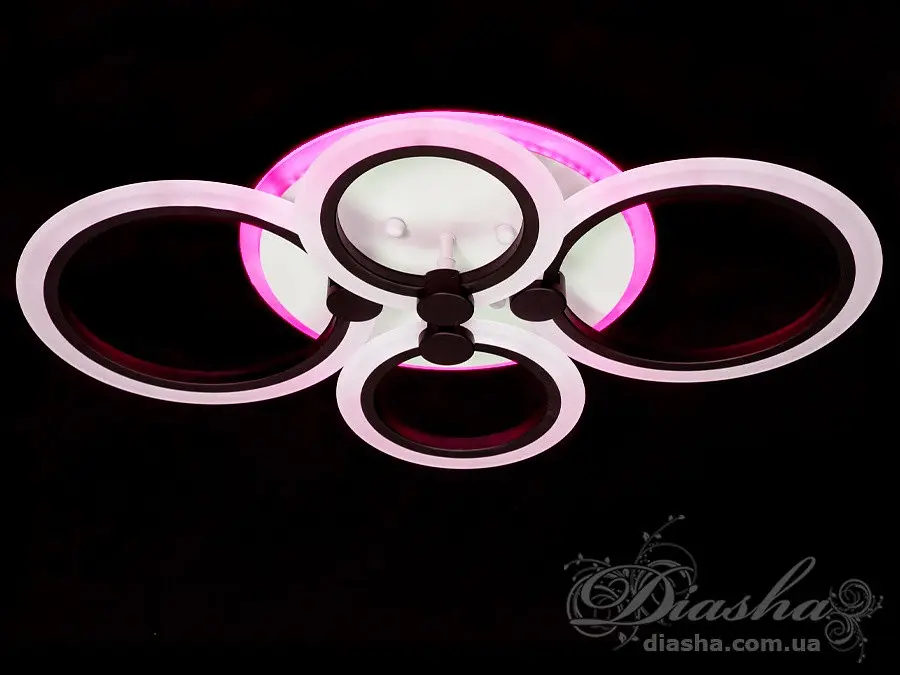 Люстра стельова LED Diasha A8022/4BK, 60W, 3200K-6500K, акрил, чорний метал, сучасний стиль для дому - фото 3