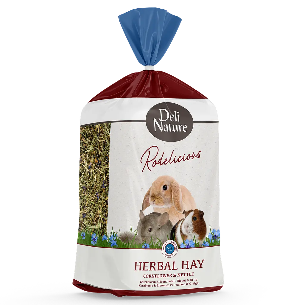 Травʼяне сіно для гризунів Deli Nature Rodelicious Herbal Hay із сушеною волошкою та кропивою 600 г