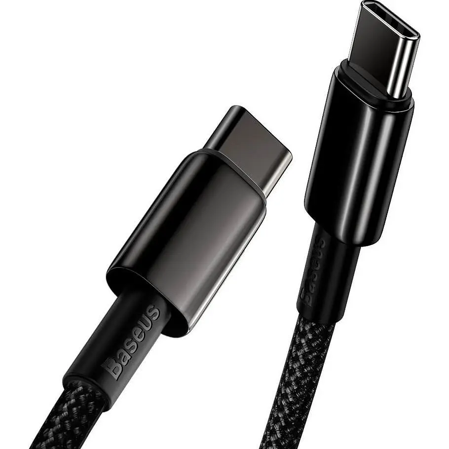 Кабель Baseus Tungsten Gold Fast Charging Data Cable USB-C to USB-C 100W 1m Black (CATWJ-01) [83771] - фото 4