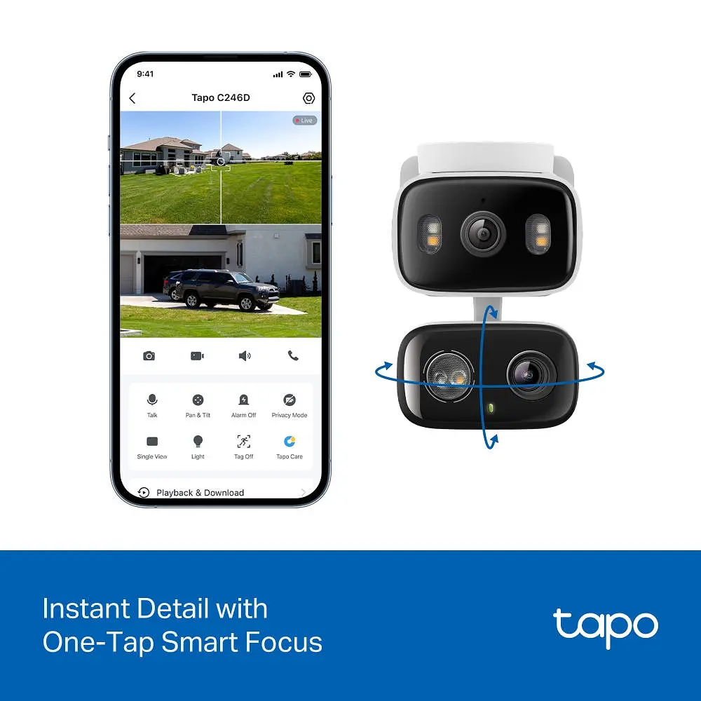 Камера IP с двойным объективом Tapo C246D 3MP N300 microSD motion detection TP-Link teh0015991 - фото 7