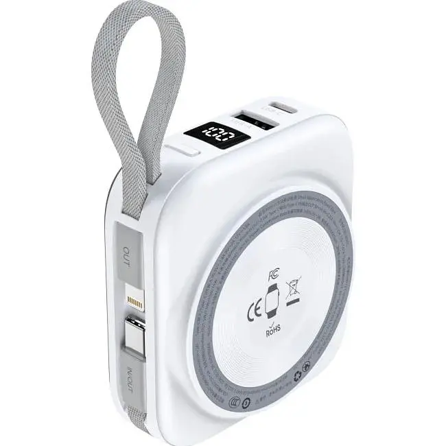 Зовнішній акумулятор Choetech Magnetic Wireless B697-WH 10000mAh 22.5W White [156579] - фото 2