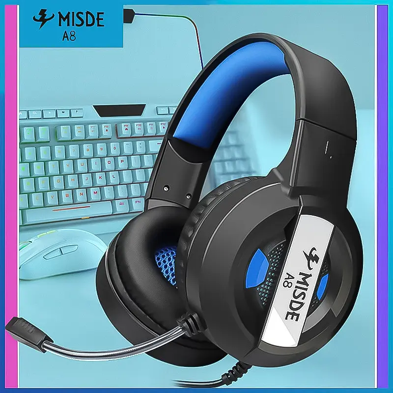 Ігрові навушники з мікрофоном Misde A8 Gaming гарнітура, геймерські навушники дротові з підсвічуванням (ST) - фото 2