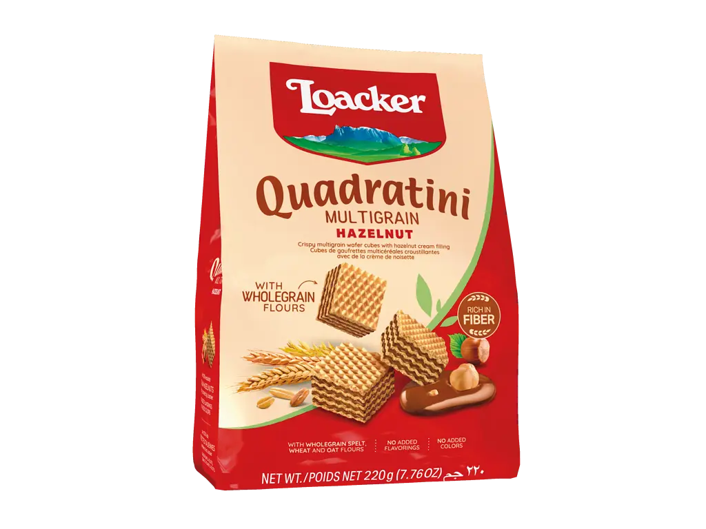 Вафлі Loacker Quadratini Multigrain Hazelnut 220 г