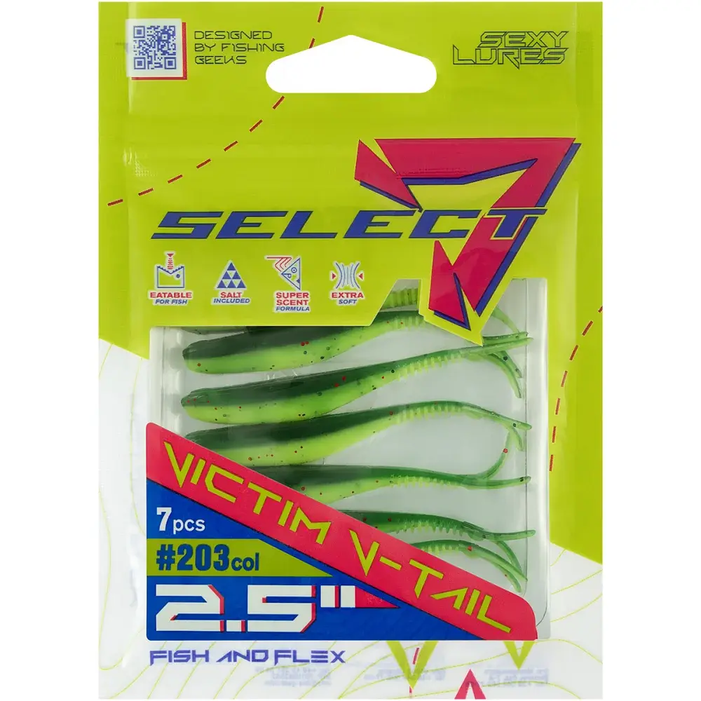 Силікон Select Victim V-Tail 2.5" 203 FE (7 шт/уп) - фото 2