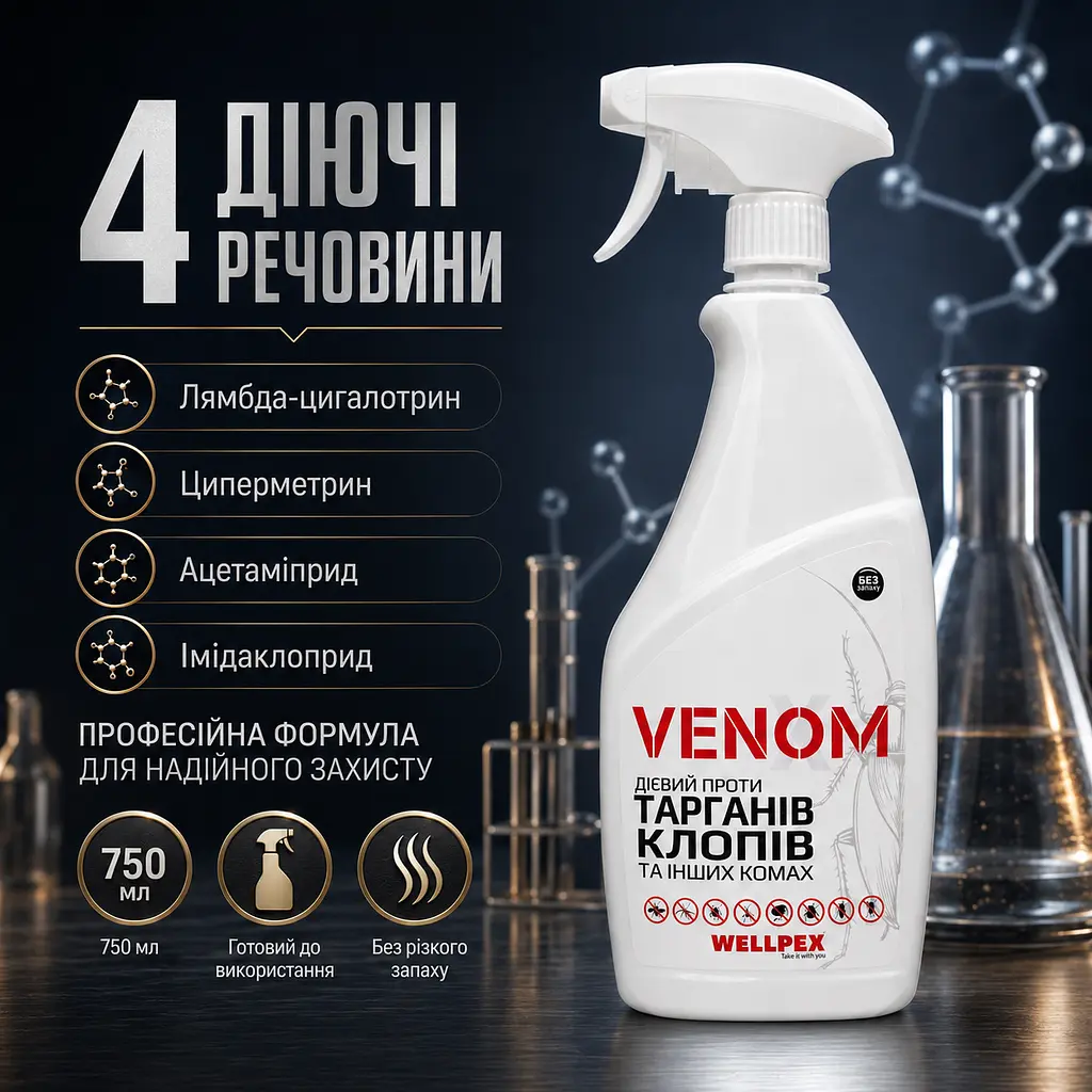 Комплект від бліх Venom Spray 750 мл + Pudra 220 мл потужний спрей + механічний порошок для повного знищення бліх - фото 9