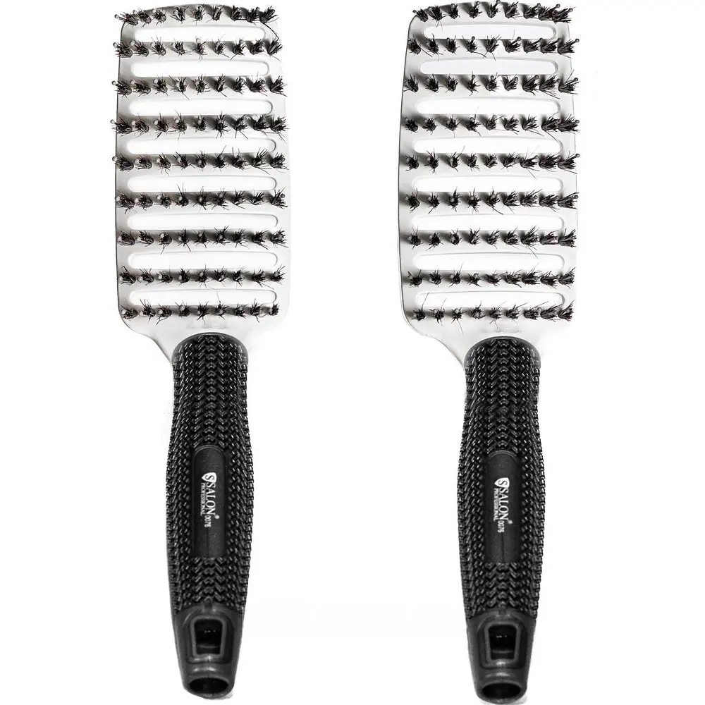 Щітка для волосся масажна продувна Salon Professional з ворсом вигнута 0076B - фото 6