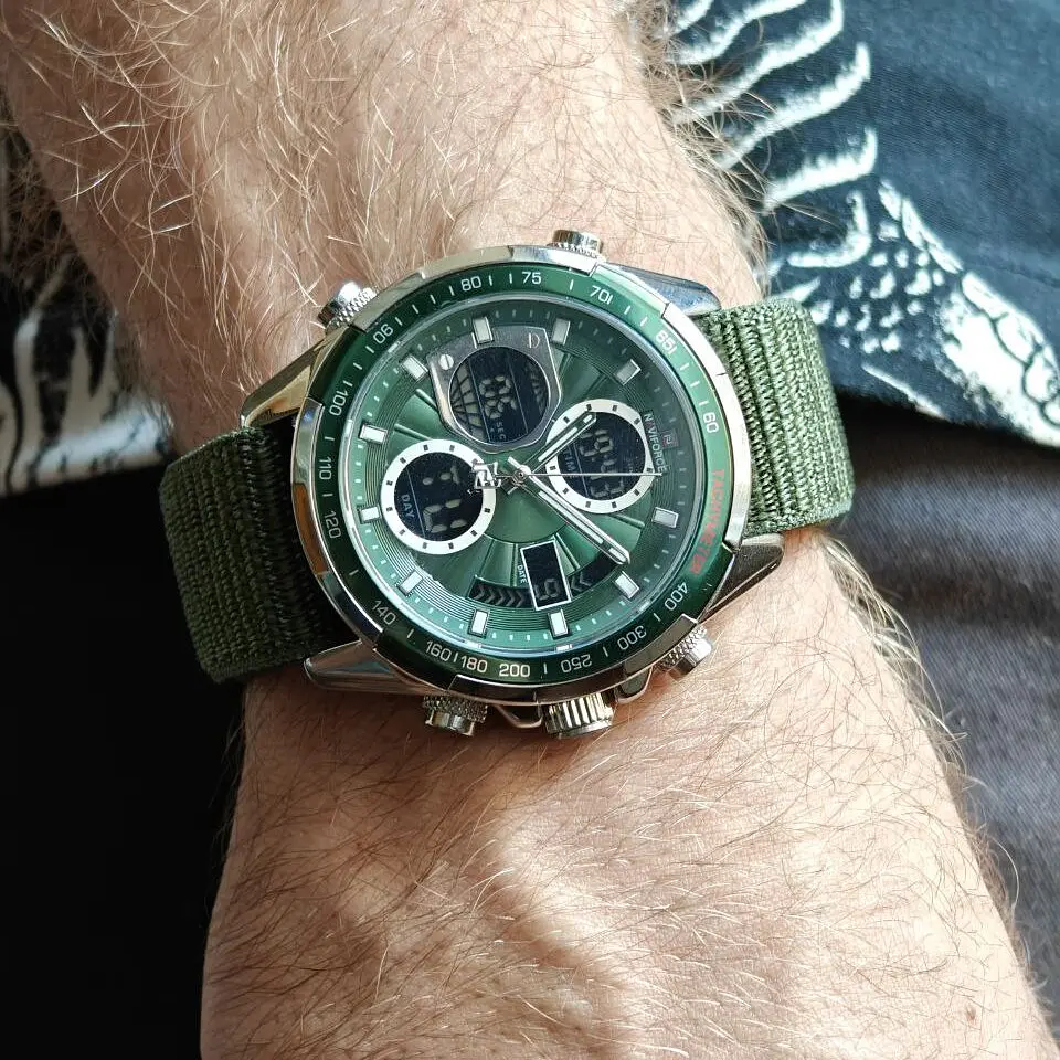 Наручний годинник чоловічий NaviForce Fly Army Hook Green 2 ремінці Сріблястий (3594) - фото 6