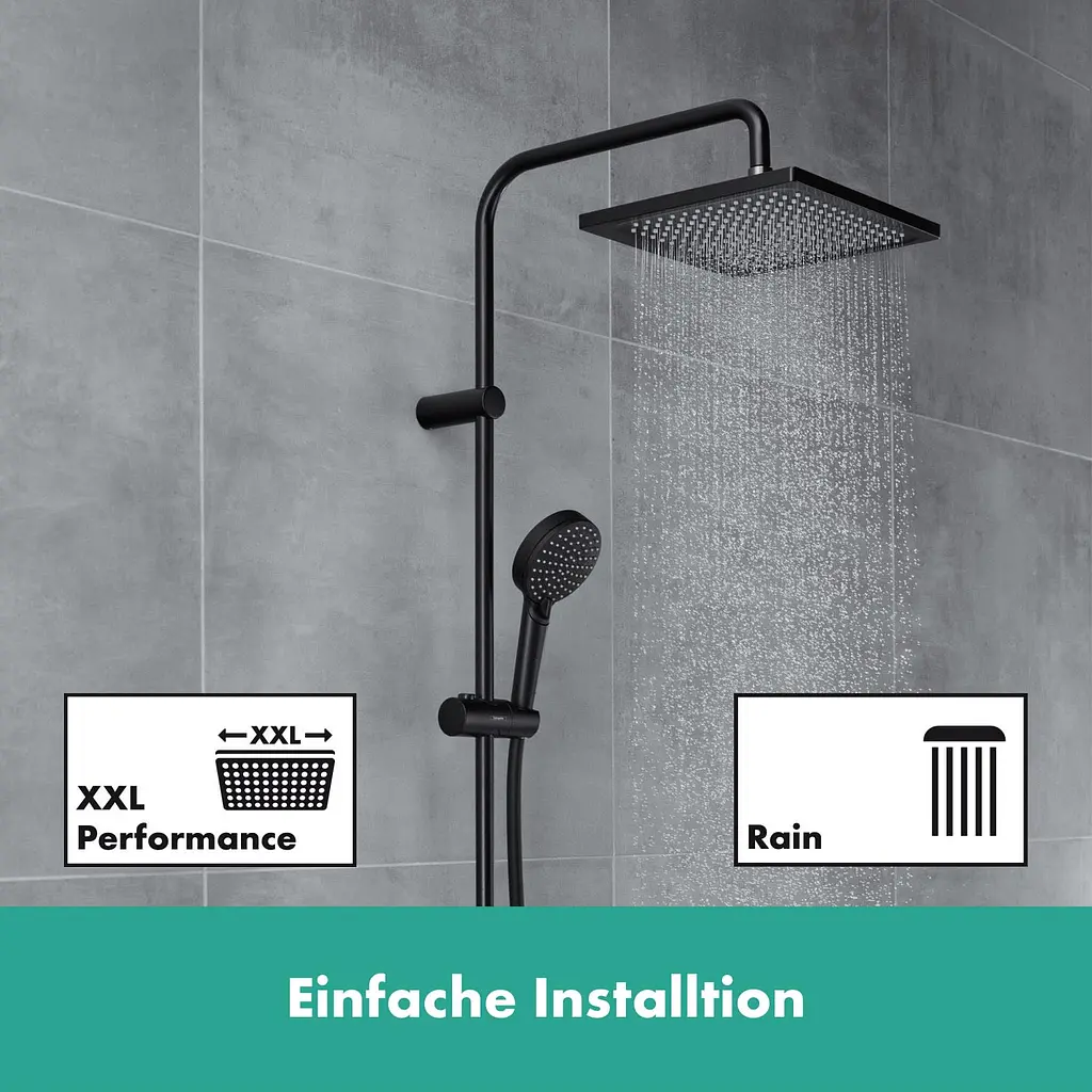 Душова система Hansgrohe Vernis Shape Showerpipe 240 1jet EcoSmart з термостатом Matt Black 26429670, Чорний матовий - фото 3