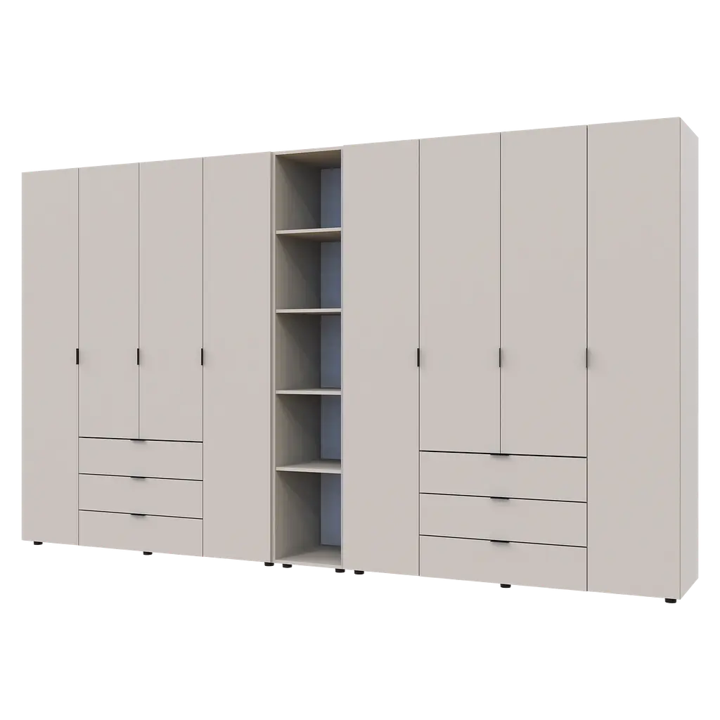 Шапа для одягу Doros Гелар з Етажеркою Кашемір 4+4 ДСП 348.2х49.5х203.4 (80737654) - фото 3