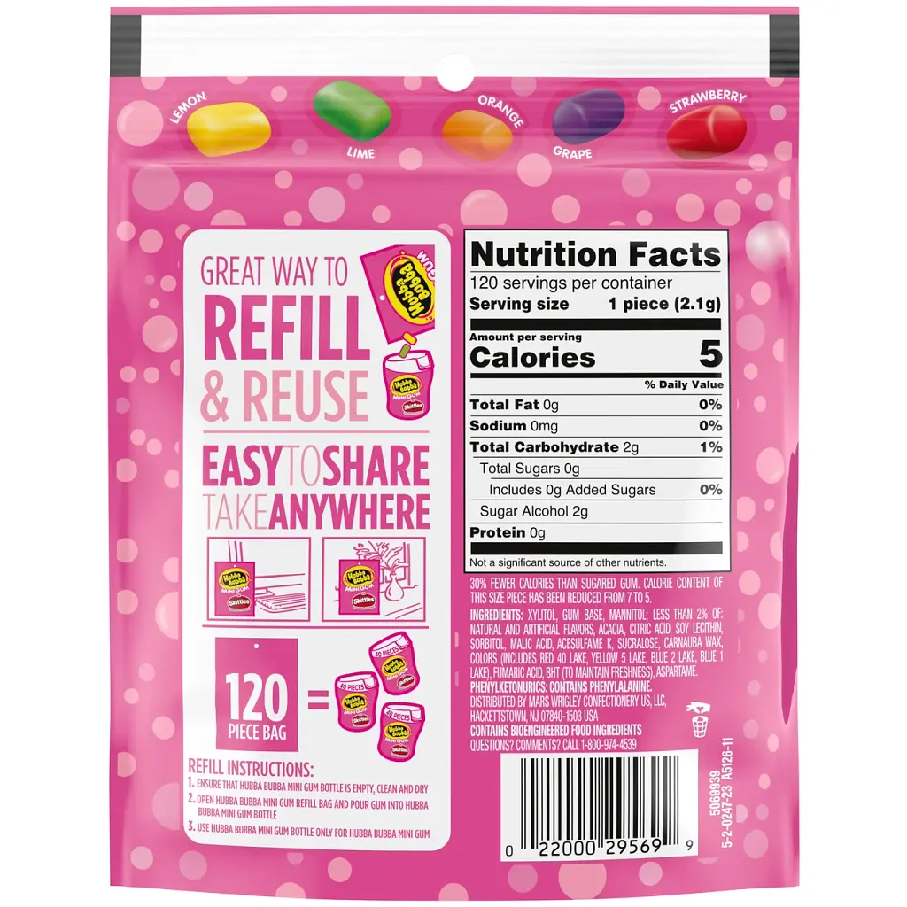 Жувальна гумка Hubba Bubba Skittles Flavored Mini Gum 120 шт 240 г - фото 2