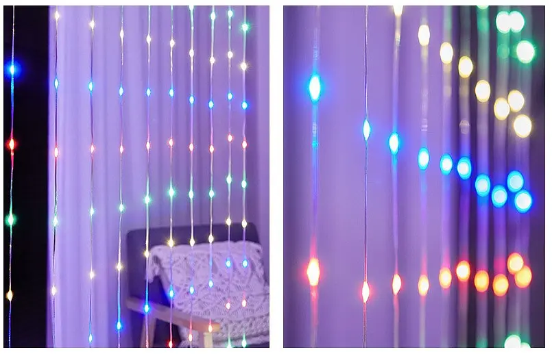 Гірлянда штора LED Star Sun Lamp великі краплі роси 3х2.5 метра 200 LED RGB з пультом - фото 2