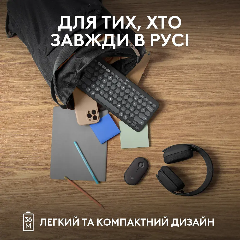 Клавіатура Logitech K380s Pebble Keys 2 Tonal Graphite (6915629) - фото 5