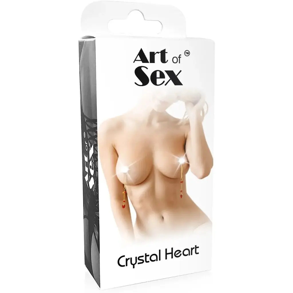 Затискачі для сосків Art of Sex - Crystal Heart Blue, золото - фото 3