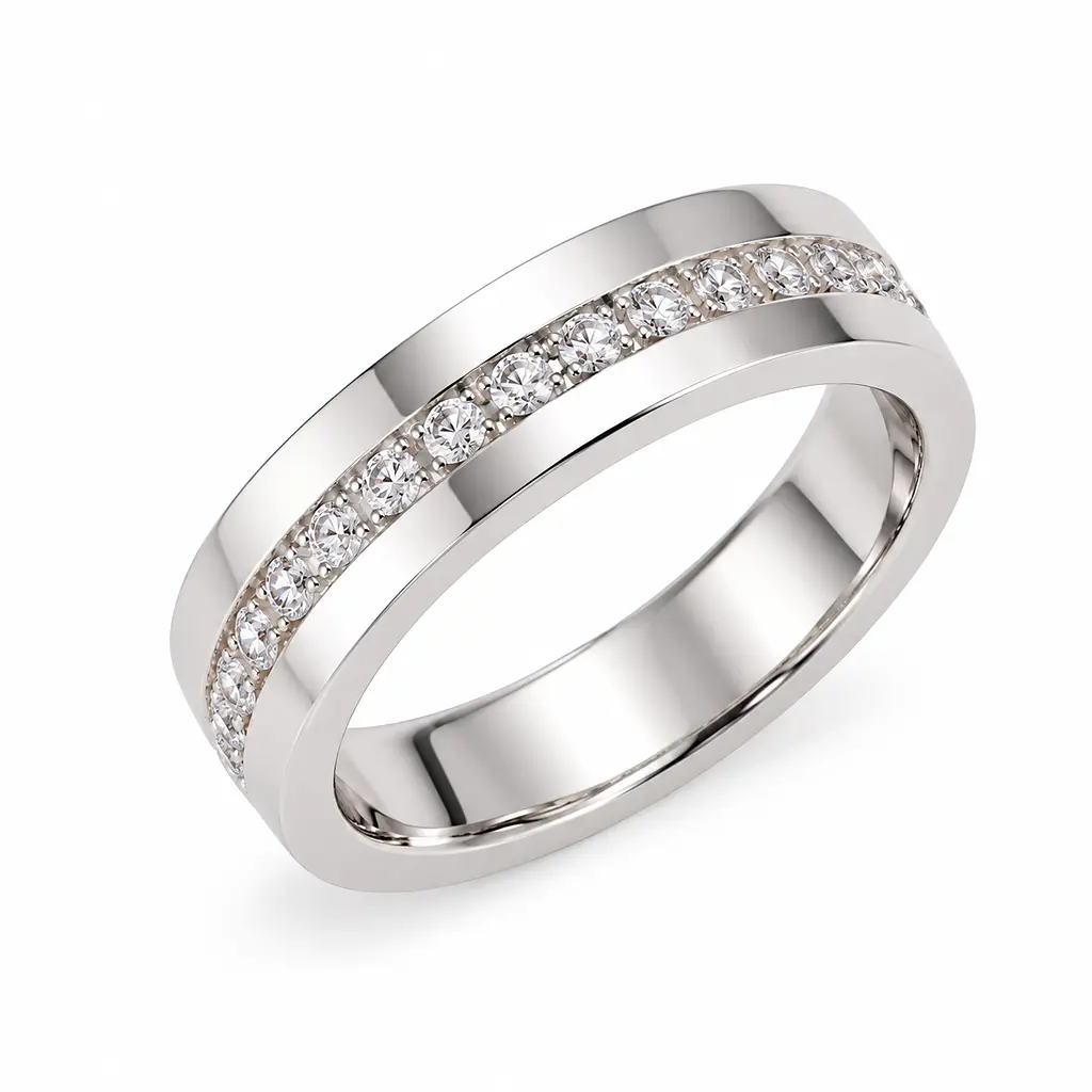 Жіноча обручка Jewellery Continent з білого золота з діамантами 18.5 (К-0914)