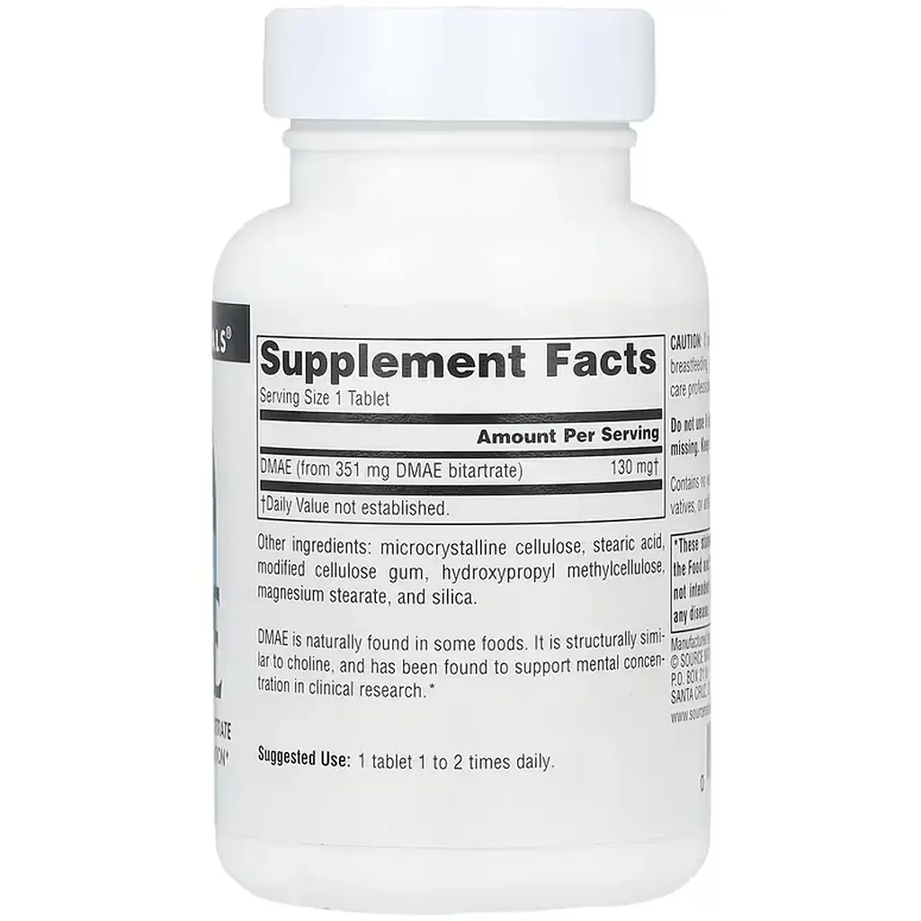Бітартрат диметиламіноетанолу Source Naturals DMAE 351 мг 100 таблеток - фото 2