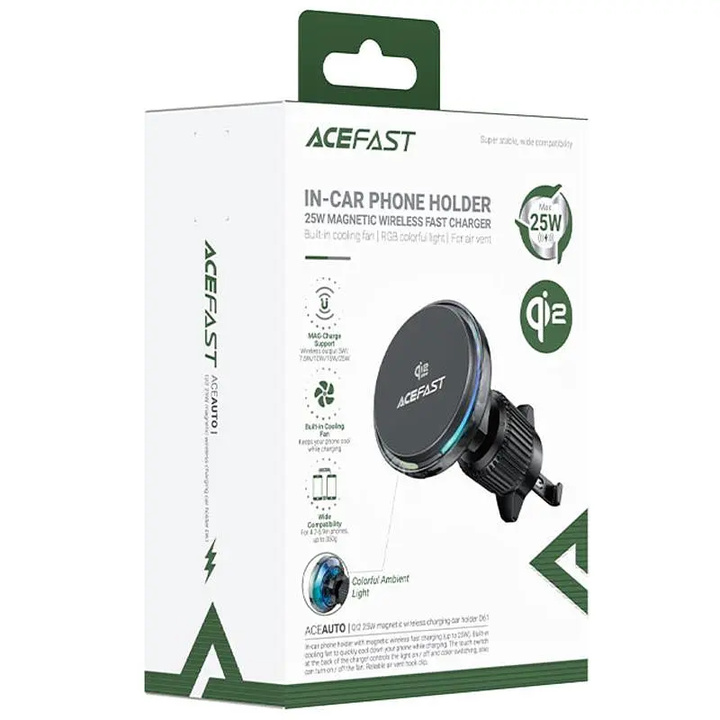 Автодержатель с БЗП Acefast D61 Magnetic Wireless Charging 15 Вт, серый - фото 2