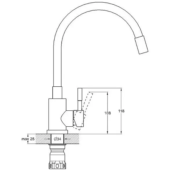 Змішувач для кухонної мийки Udis EZA4-F090KB нержавійка, гнучкий силіконовий вилив Чорний 30412 - фото 3