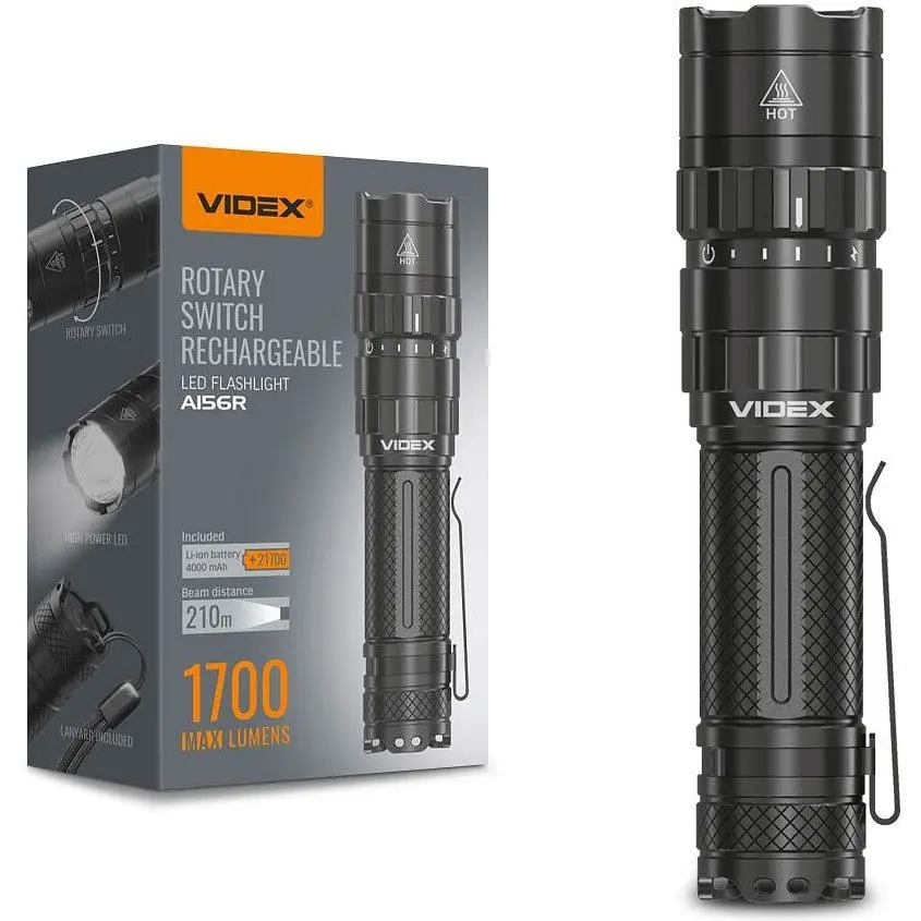 Портативный светодиодный фонарик Videx VLF-A156R 1700 Lm 6500 K (VLF-A156R) - фото 2