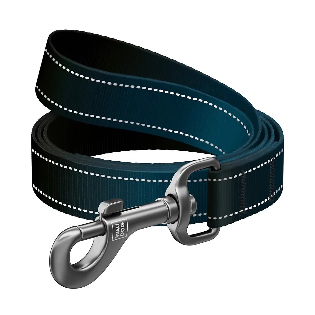 Повідець для собак WAUDOG Nylon Mono світловідбивний, S, Ш 15 мм, Д 300 см, чорний (46431) - фото 2