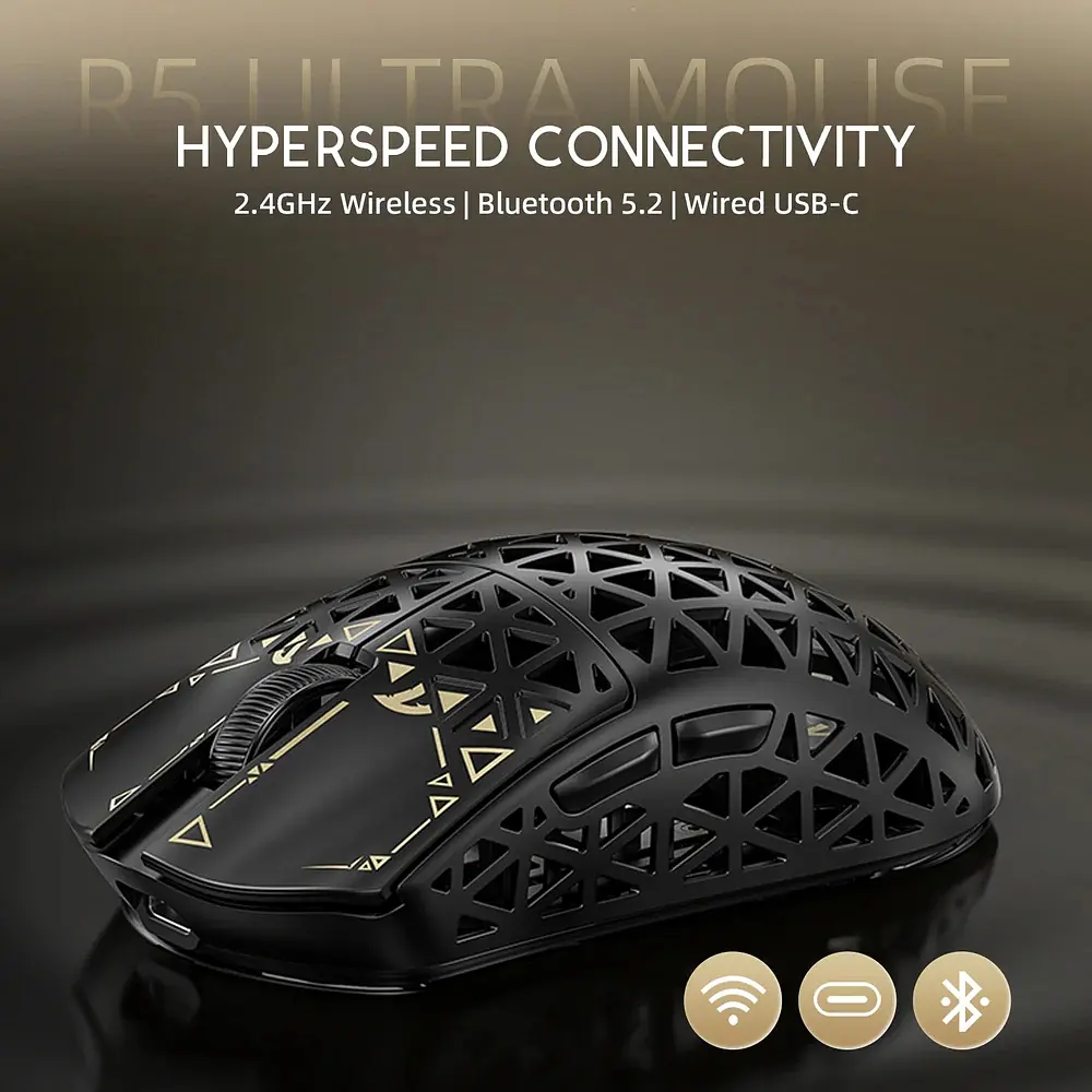 Мишка Attack Shark R5 Ultra, Wireless, PAW3950MAX сенсор, 42000dpi., 6кн., Black - фото 7