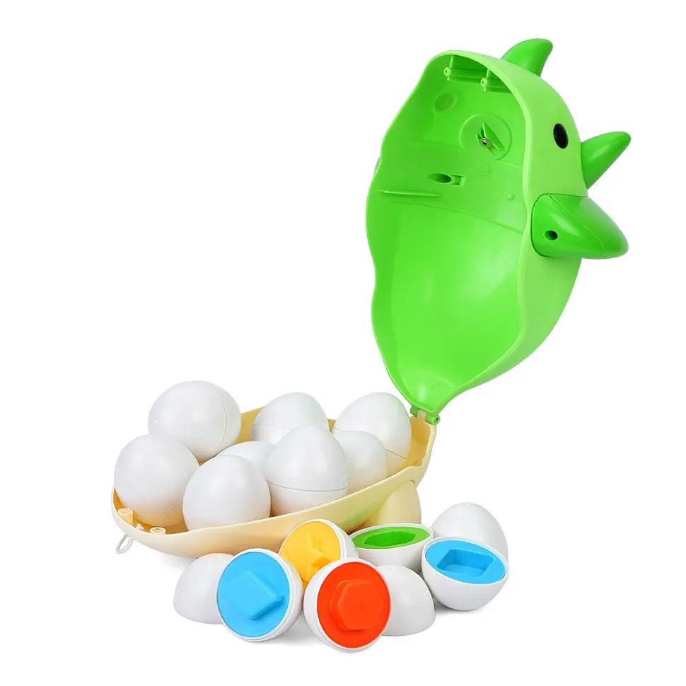 Детская каталка на палке "Динозаврик" Bambi XQS2087A, яйца-пазлы 12 штук - фото 2