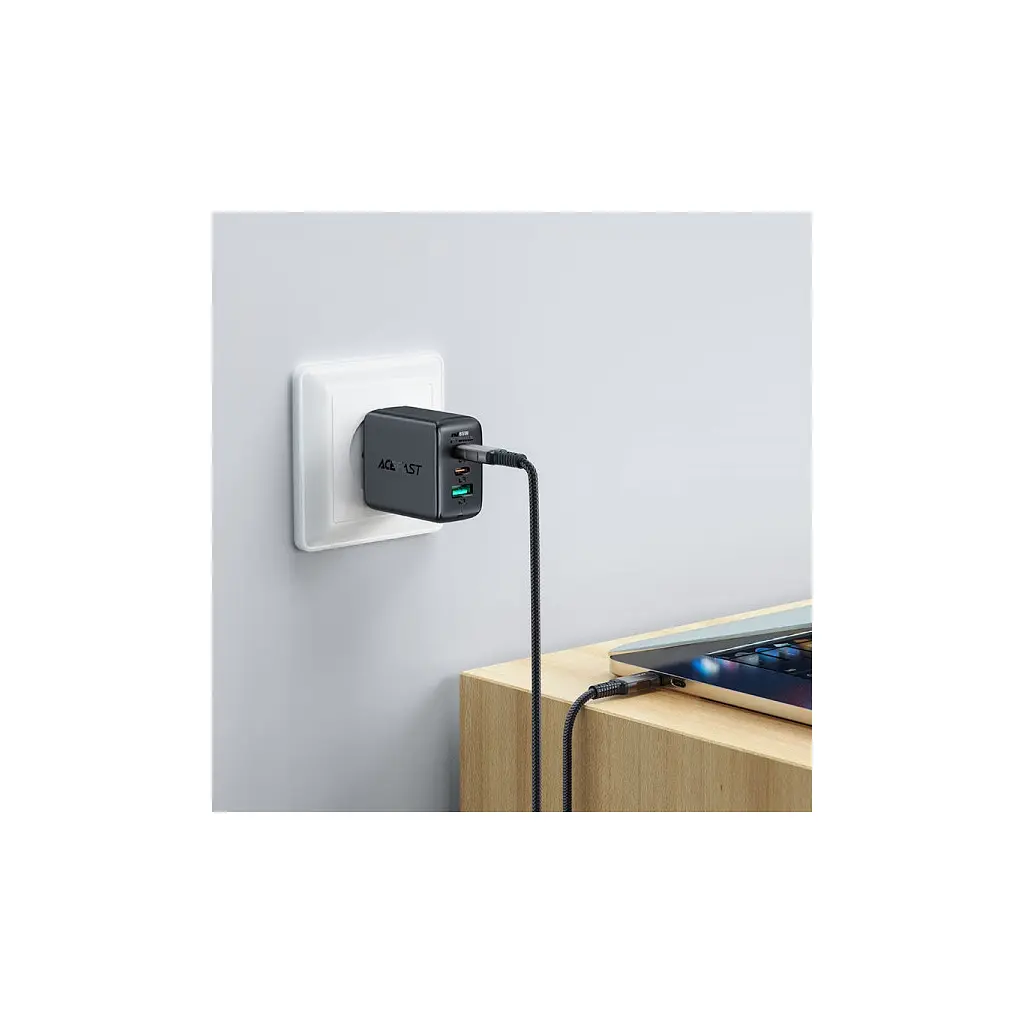 Дата кабель USB-C to USB-C 1.0m USB 4.0 240W audio/video black-grey Acefast (6974316282631) - фото 5