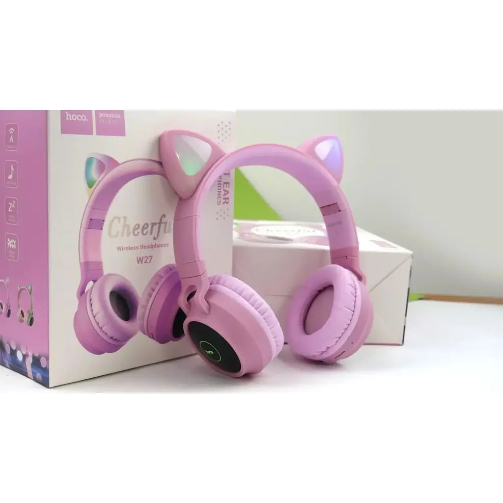 Наушники с ушками Hoco W27 Cheerful Cat Ear беспроводные подсветка 6931474718464 - фото 4