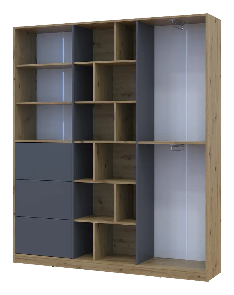 Шафа для одягу Doros Морган Дуб Артизан/Графіт ДСП/Ящики 180х38.5х210 (42002256) - фото 4