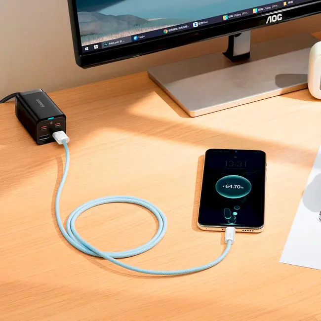 Кабель Baseus Dynamic Series Fast Charging Cable USB to Type-C 100W 1m CALD000603 Blue - фото 8