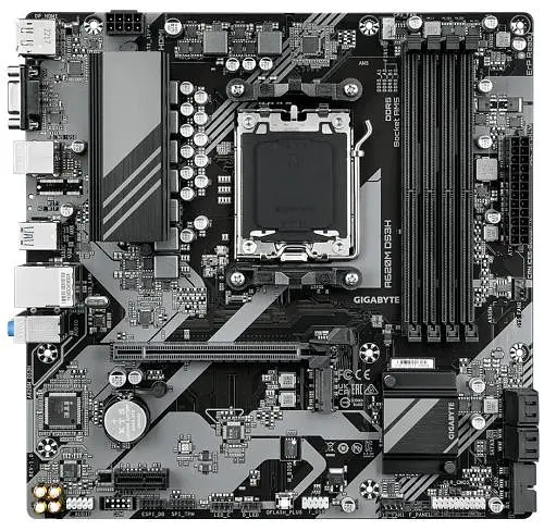 Материнська плата AM5 Gigabyte A620M DS3H, A620, 4xDDR5, Int.Video (CPU), 4xSATA3, 1xM.2, 1xPCI-E 4.0 x16, 1xPCI-E 3.0 x1, Realtek 7.1, Realtek 1Gb, 4xUSB3.2/6xUSB2.0, VGA/HDMI/DP, MicroATX - фото 2
