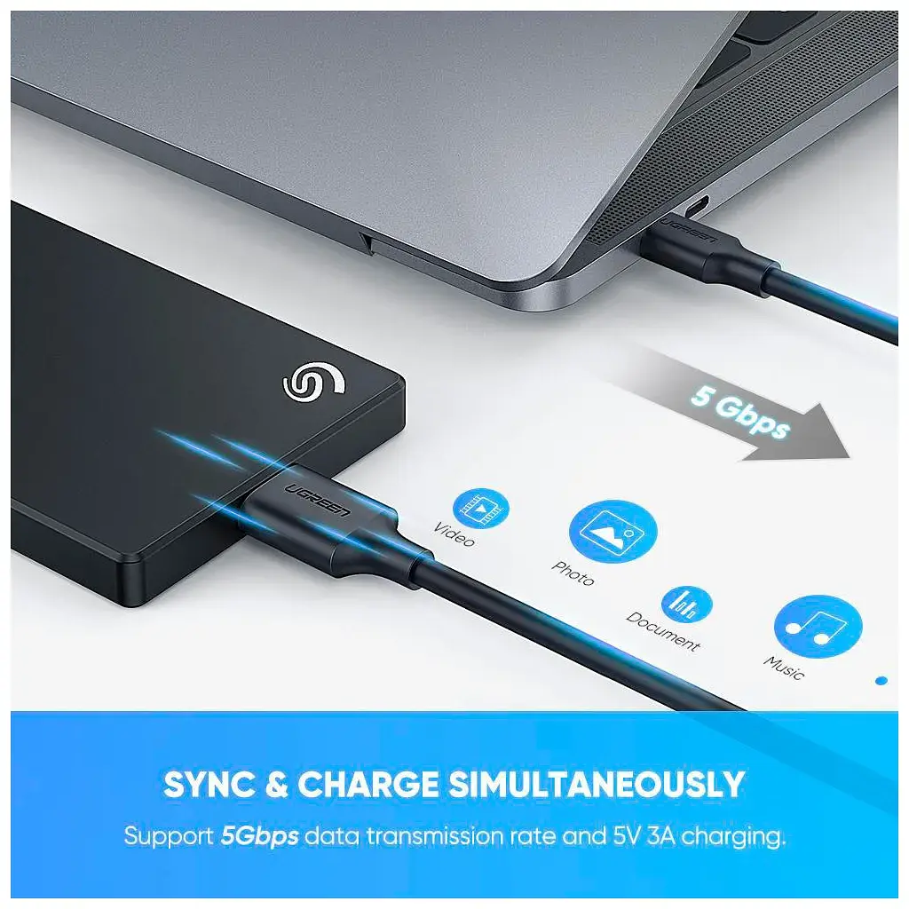 Дата кабель USB-C 3.1 to Micro USB 3.0 1.0m 3A US312 black Ugreen (20103) - фото 8