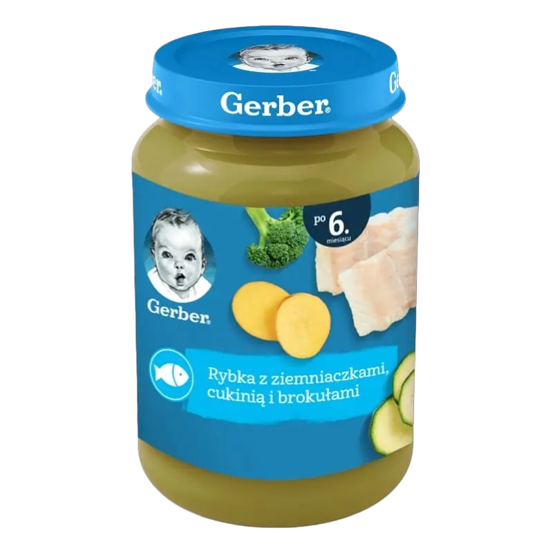 Набір пюре Gerber : овоче - м'ясне від 7 міс зі шматочками Овочі з куркою 190 г + овоче-м'ясне  від 7місюВесняний суп зі шматочками овочів, індичкою та кропом  190 г +  рибно-овочеве від 6 міс  Риба з картоплею, цукіні та броколі  190 г - фото 4