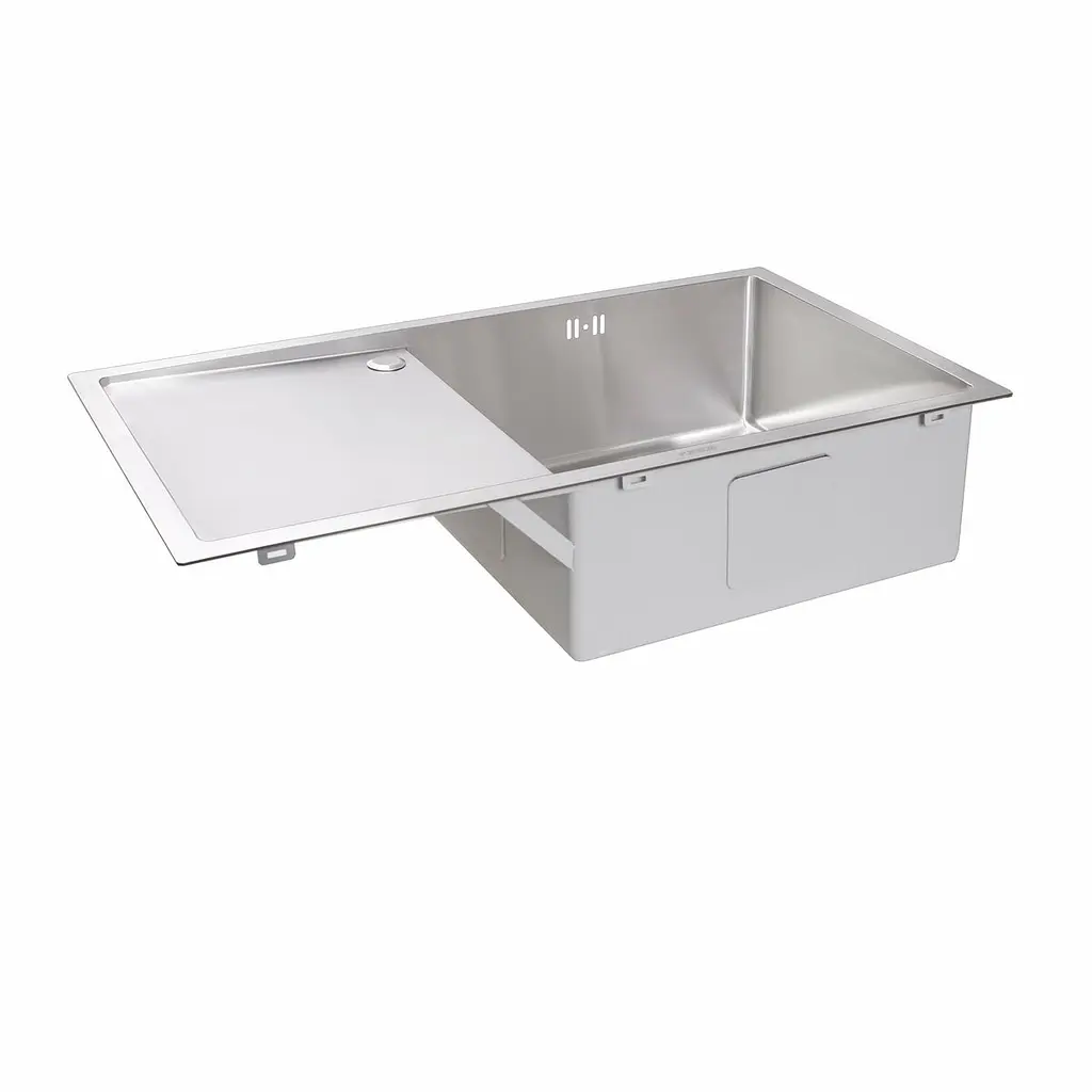 Кухонная мойка Platinum Handmade Н 780x500x200 R (с креплением и отверстием под смеситель), Нержавеющая сталь - фото 4