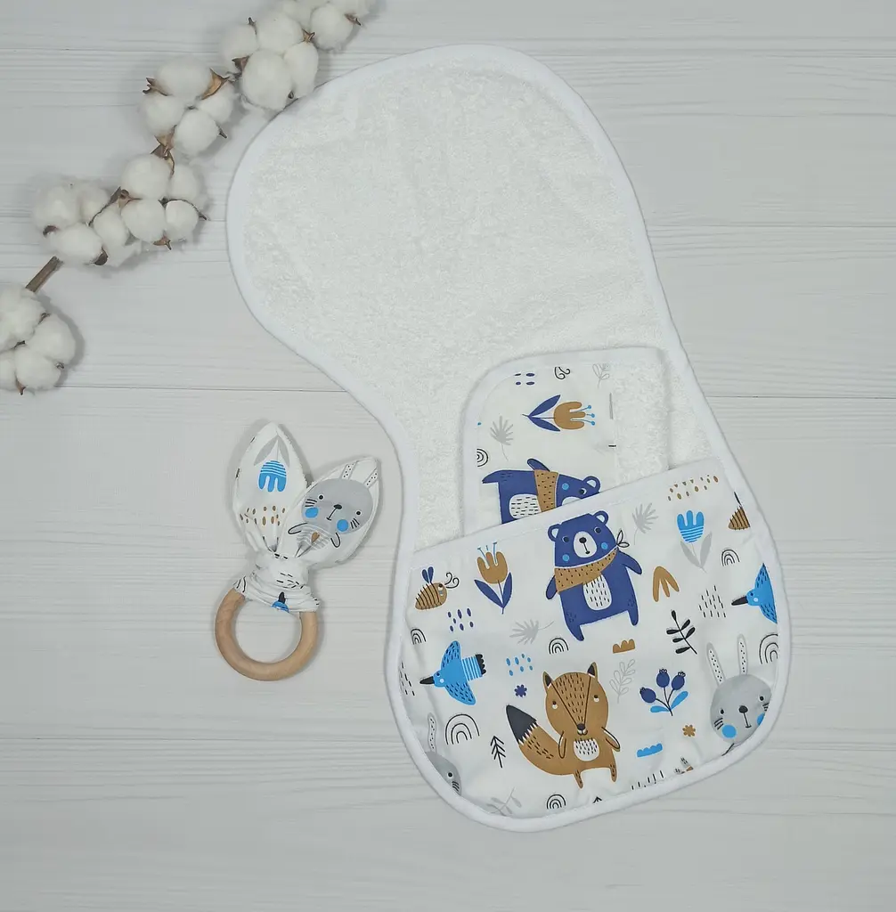 Набір для гігієни немовляти BeBidas + слинявчик a.l.babybox Лісові мешканці на галявині - фото 2
