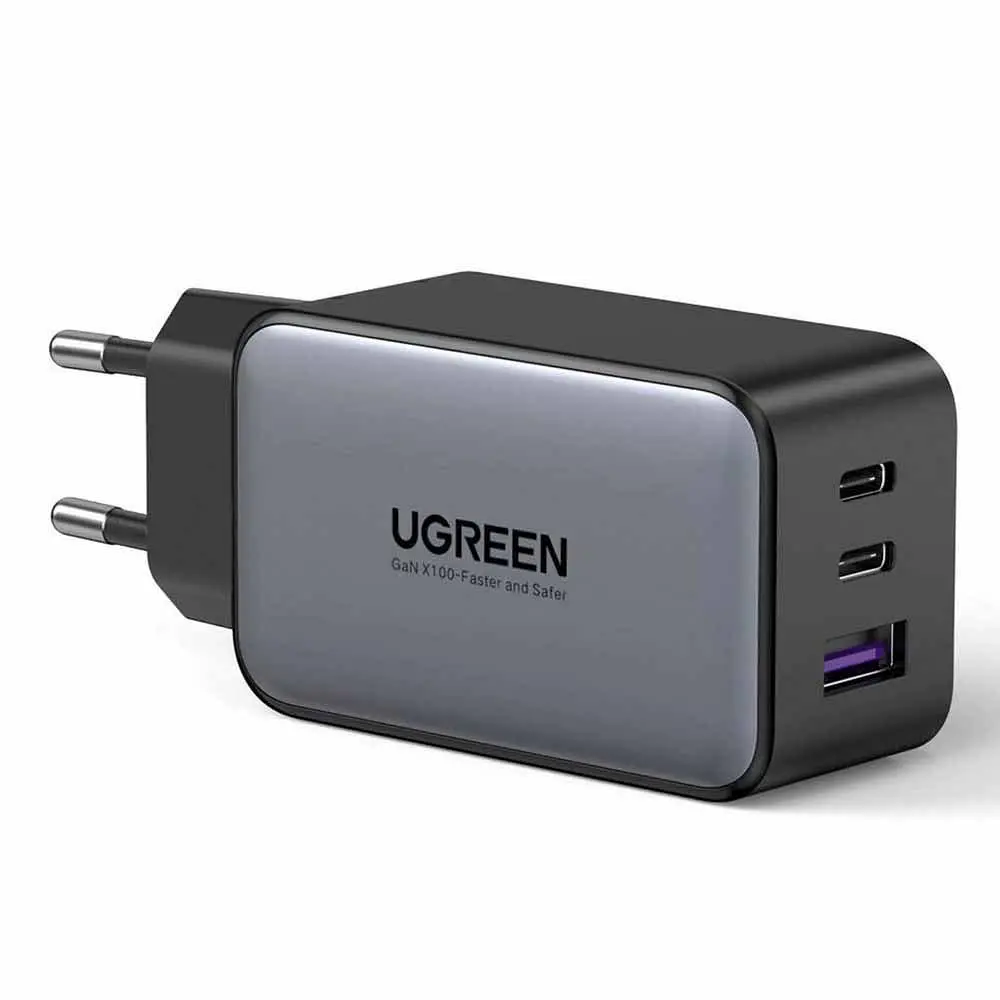 Зарядний пристрій UGREEN CD244 GaN Fast Charger USB-A+2 xUSB-C 65W EU Сірий (10335) ugr-10335 - фото 4