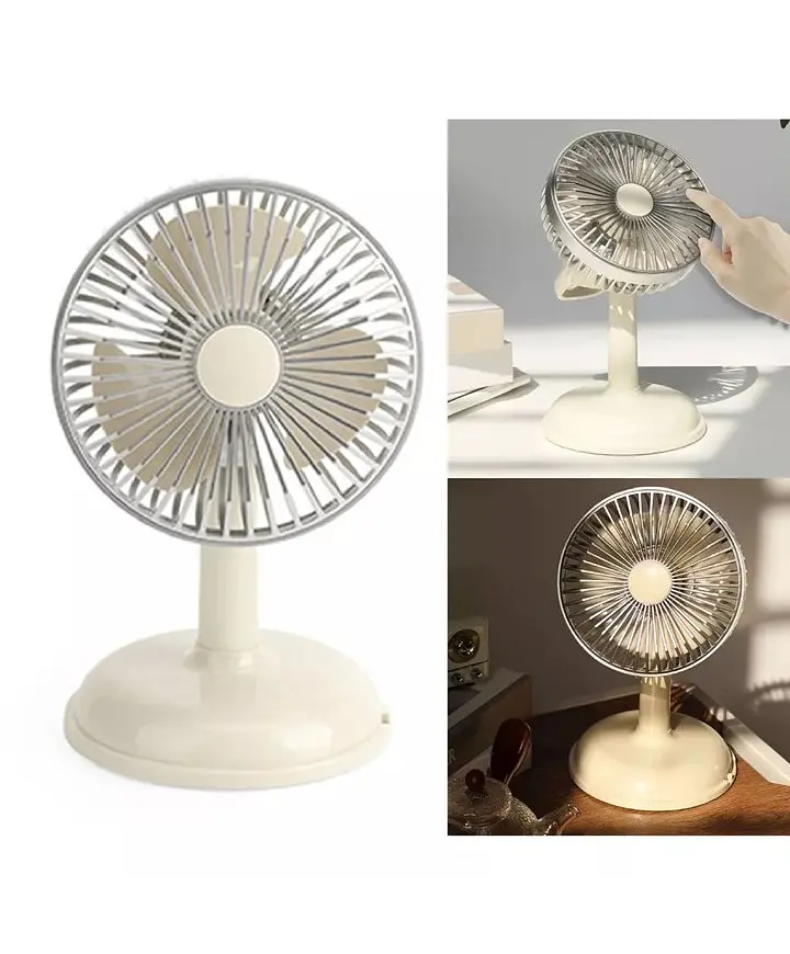 Вентилятор настільний портативний FAN KD197 Simple desktop USB Блідо-жовтий - фото 2