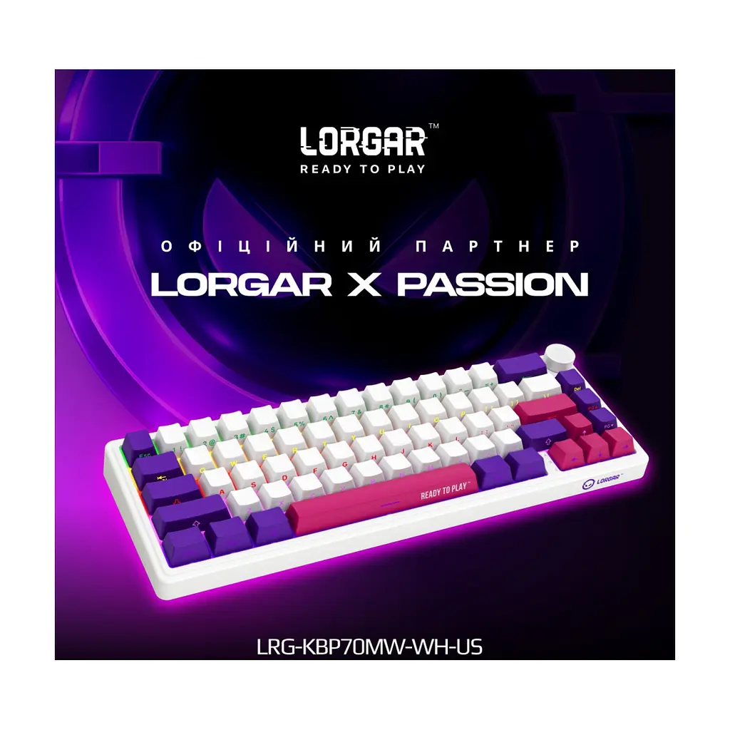Клавіатура Lorgar KBP70MW Pro RGB Wireless/Bluetooth/USB UA White (LRG-KBP70MW-WH-US) - фото 3