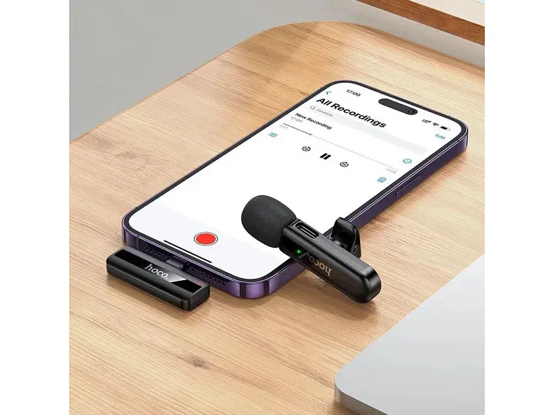 Мікрофонна радіосистема Hoco L20 Fair Wireless/Lightning Black (6942007655484) - фото 7