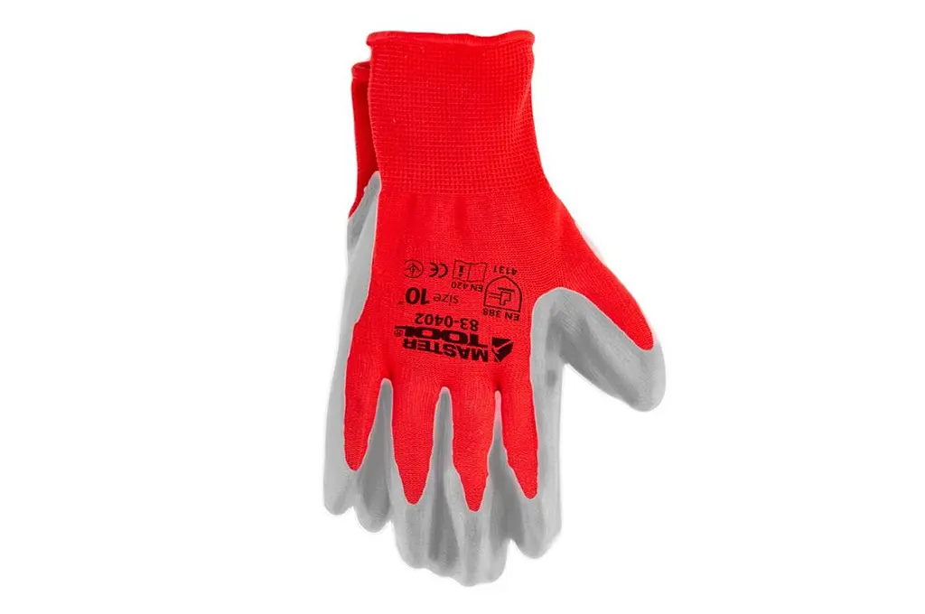Рукавички робочі захисні Mastertool з нітриловим покриттям 10" червоно-сірі (в упаковці 12 шт.) - фото 2