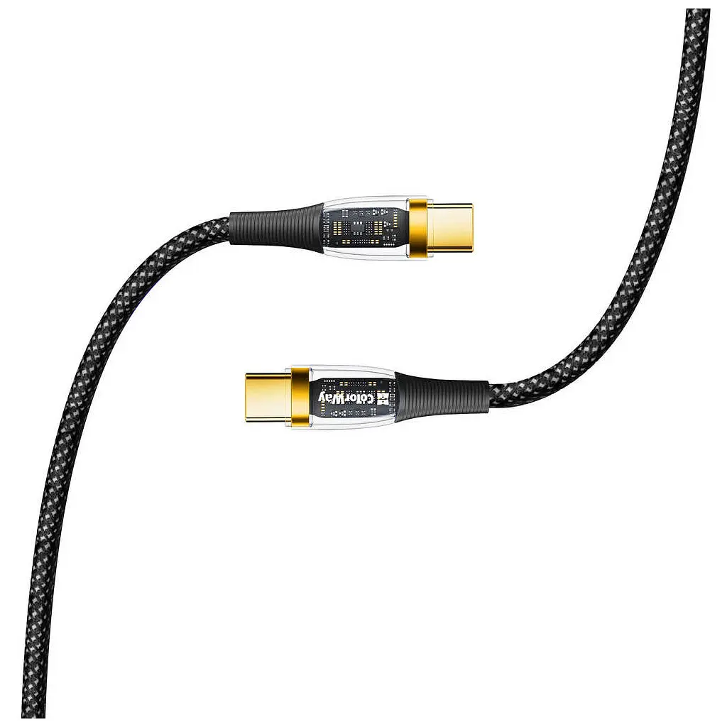 Дата кабель USB-C to USB-C 1.2m 5A 100W transparent head ColorWay (CW-CBPDCC053-BK) - фото 4