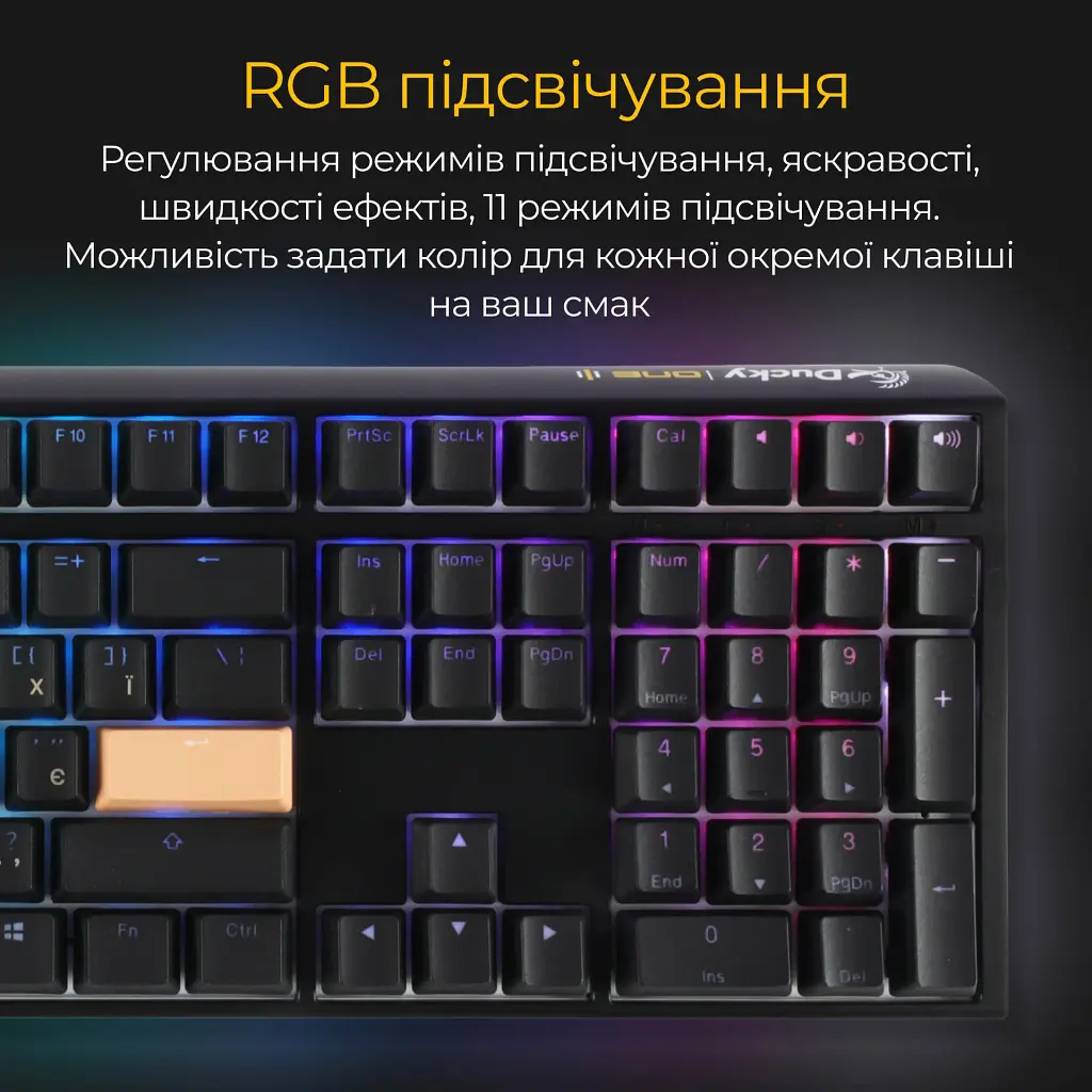 Клавіатура Ducky One 3 Cherry MX Blue RGB Black [DKON2108ST-CUAPXCLAWSC1] UA [126066] - фото 5