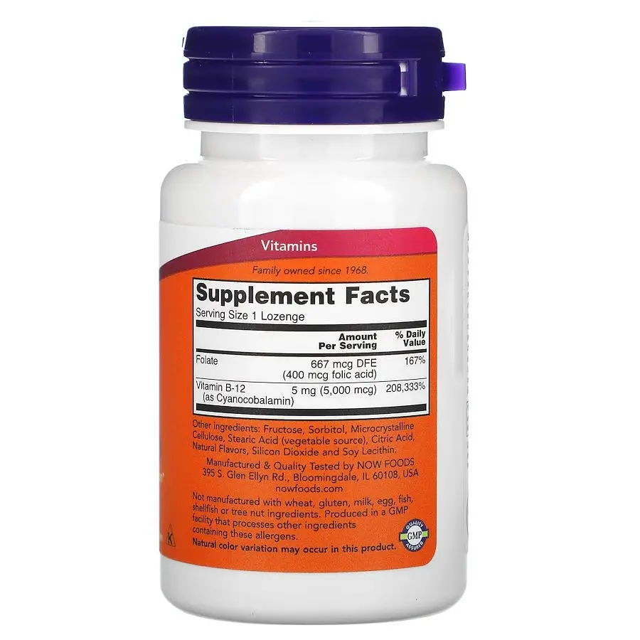 Витамины и минералы Now Vitamin B12 5000 мкг 60 леденцов - фото 2