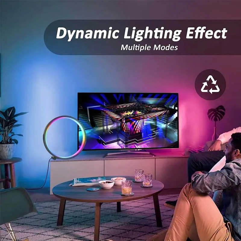 Настільна LED лампа RGB Intelligent circular atmosphere light Bluetooth USB with app Black Epik teh0029700 - фото 4