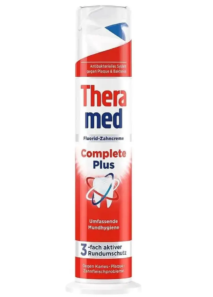 Зубна паста TheraMed Complete Plus з дозатором від нальоту 100 мл
