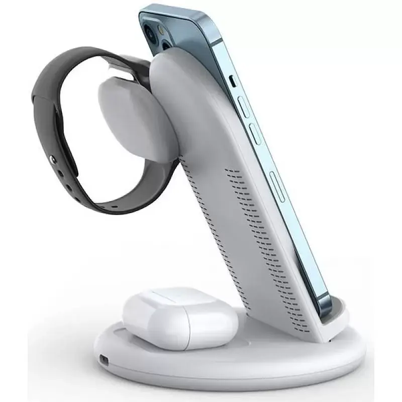 Бездротовий зарядний пристрій Wiwu Power Air 3-in-1 Wireless Charger White [PA3IN1] [73463] - фото 2