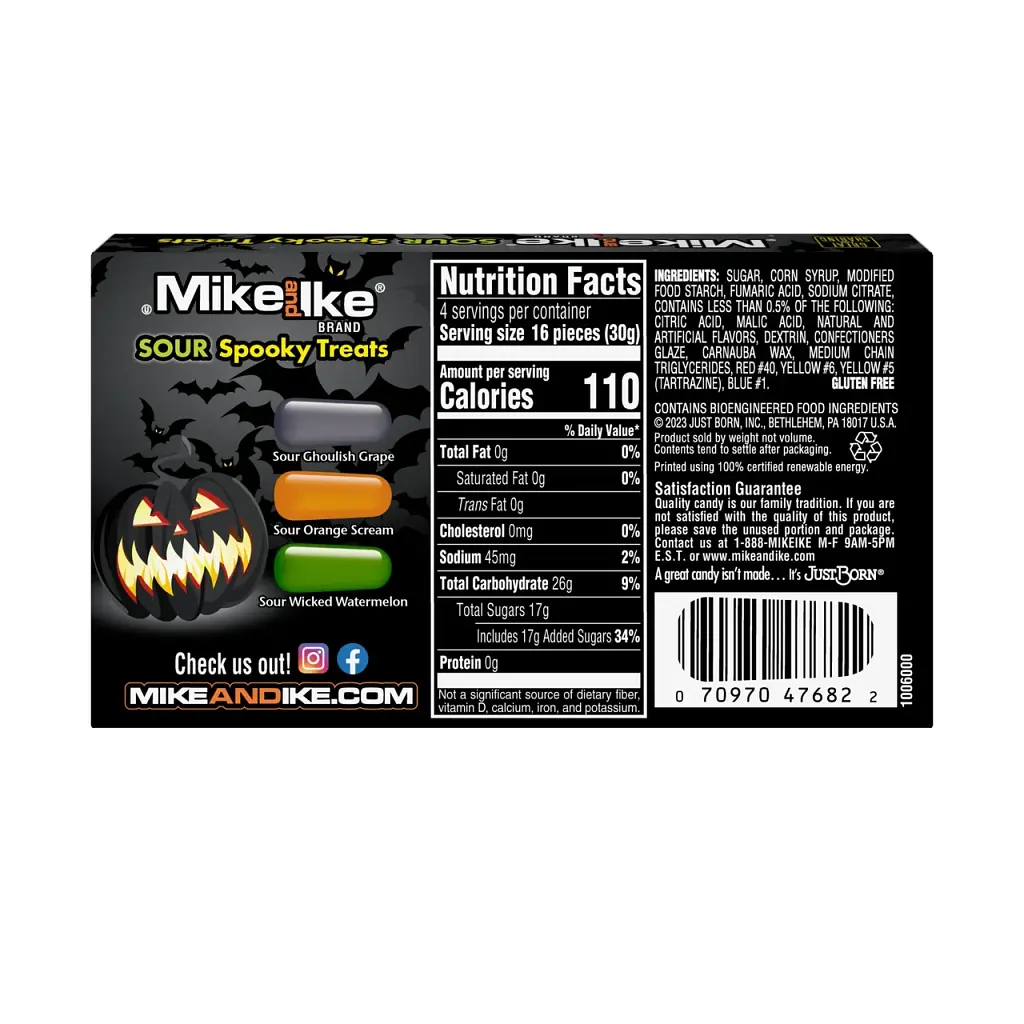 Жувальні цукерки Mike And Ike Sour Spooky Treats Halloween 120г - фото 7