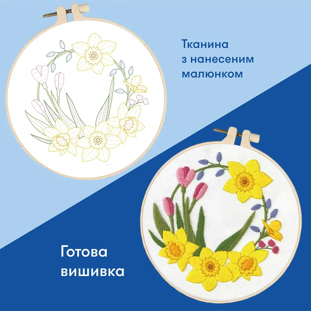 Набір для вишивання Ø160 мм «Вінок із нарцисів» - фото 10